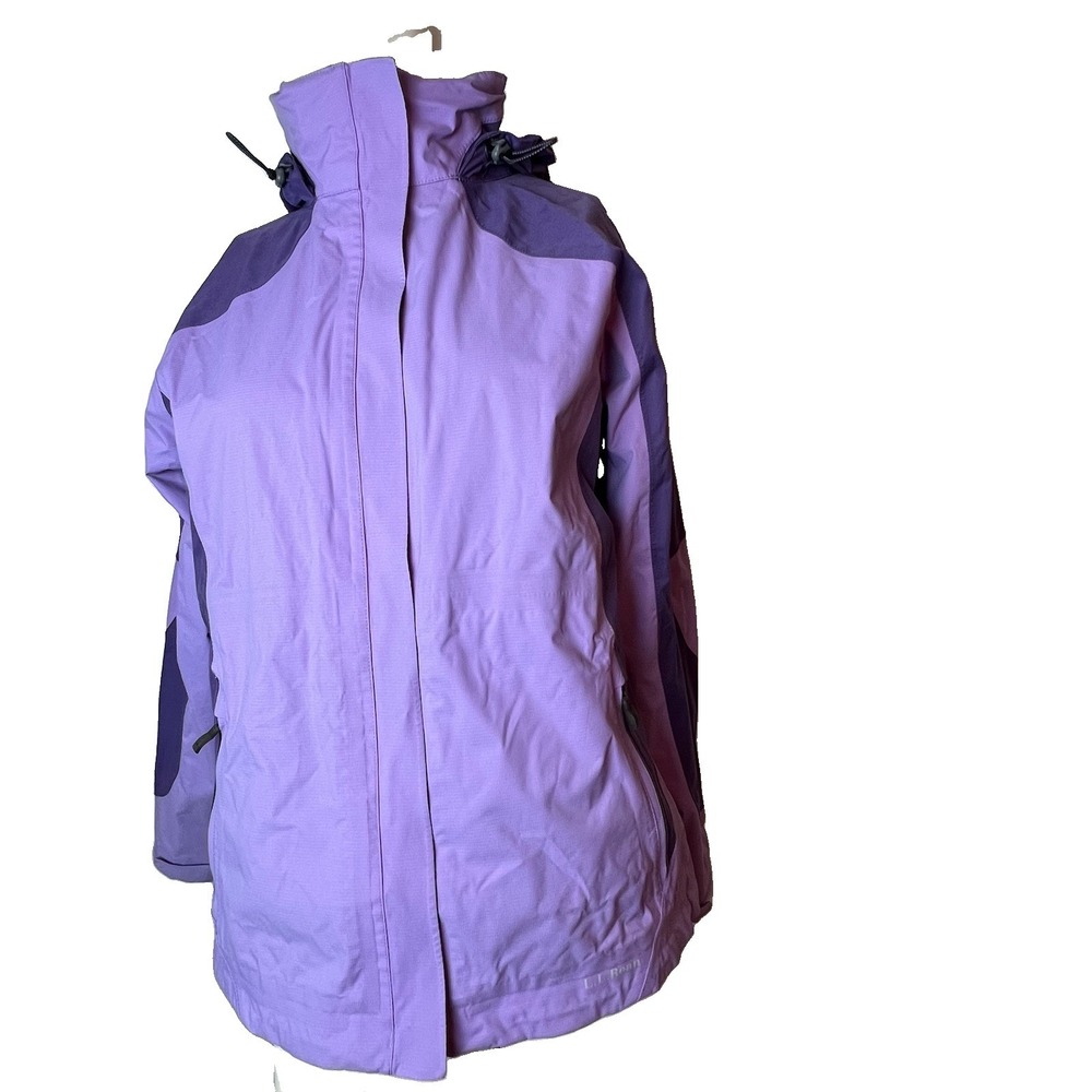 LL Bean Jacket Women's Small Purple Hooded Waterproof  Weather Channel 3 in 1